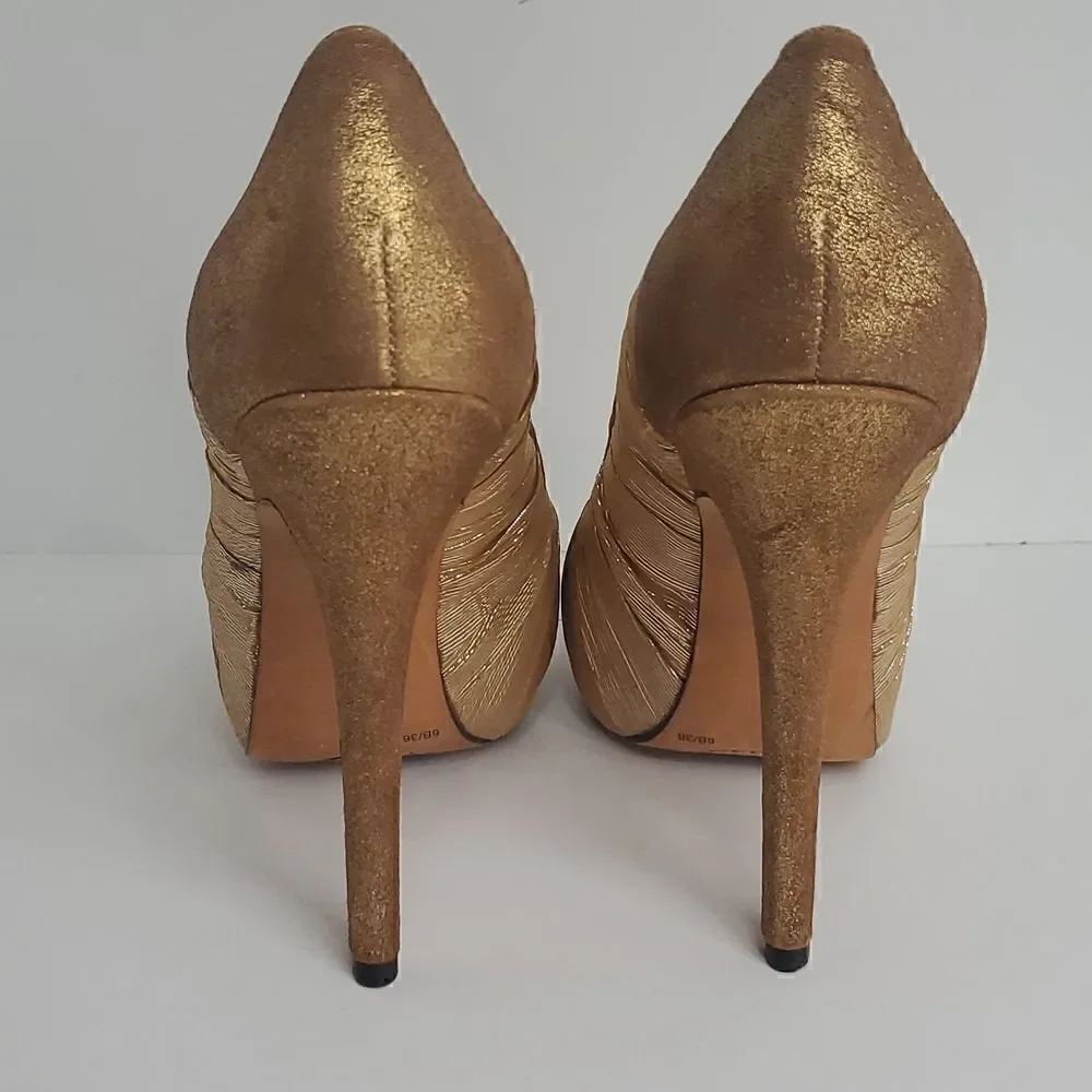Vince Camuto VC Moda Golden Bronze Heels Women 6B Gold Sparkle Pumps